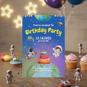 Space Adventure Invitation d'anniversaire