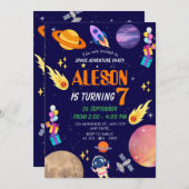 Space Adventure Invitation d'anniversaire pour les (Devant / Derrière)