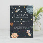 Space Adventure Playful Kids Birthday Party Kaart (Staand voorkant)