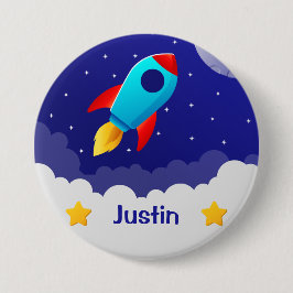 Space Adventure Rocket Design Ronde Button 7,6 Cm