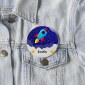 Space Adventure Rocket Design Ronde Button 7,6 Cm (In situ)
