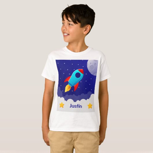 Space Adventure Rocket Design T-shirt (Voorkant volledig)