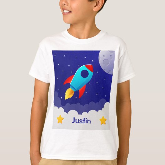 Space Adventure Rocket Design T-shirt (Voorkant)