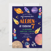 Space Adventure Verjaardag Uitnodiging voor Kids P (Voorkant)