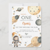 Space Adventure Waterverf eerste verjaardag Kaart (Voorkant)