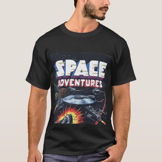 Space Adventures Comic Book Print T-shirt (Voorkant)