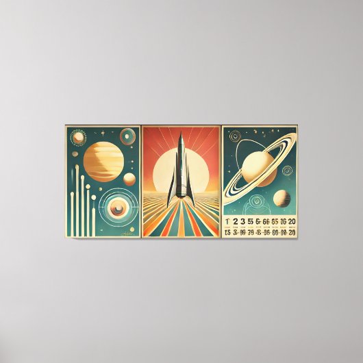 Space Age Art Space Time Calendar Canvas Afdruk (Voorkant)