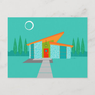 Space Age Cartoon House Postcard Briefkaart