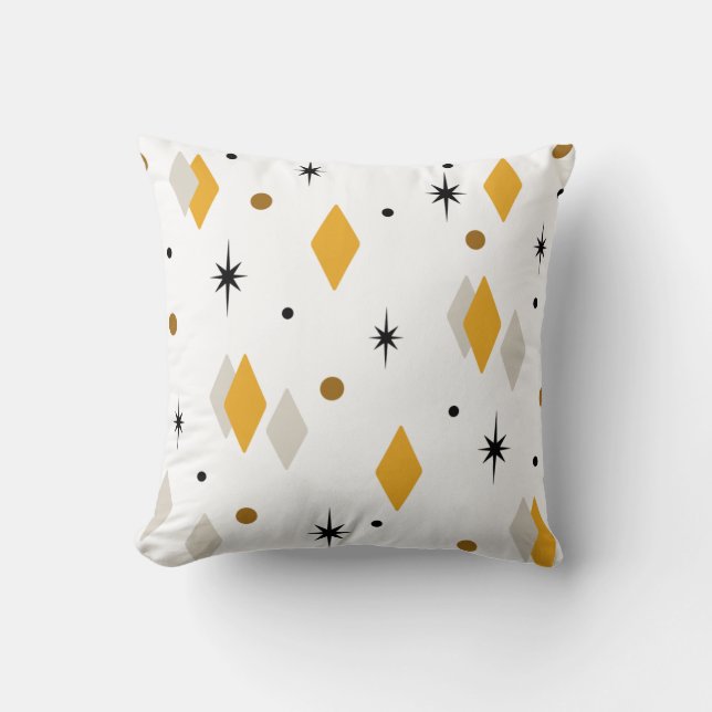 Space Age Diamonds Oranje wit Kussen (Voorkant)