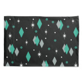 Space Age Diamonds Turquoise Black Kussensloop (Achterkant)