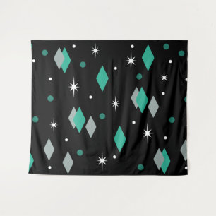 Space Age Diamonds Turquoise Black Wandkleed