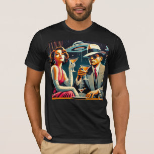Space Age Las Vegas Gangster Martini Feest T-shirt