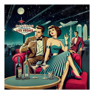 Space Age Las Vegas Martini Feest Perfect Poster