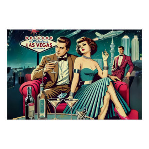 Space Age Las Vegas Martini Feestje Perfect Poster