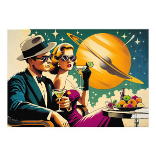 Space Age Las Vegas Martini Gangster Feest Foto Afdruk