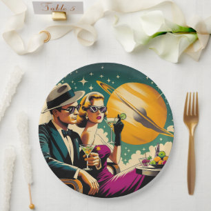 Space Age Las Vegas Martini Gangster Feest Papieren Bordje