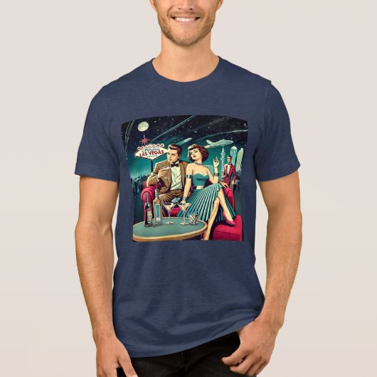 Space Age Las Vegas Martini Party Tri-Blend Shirt (Voorkant)