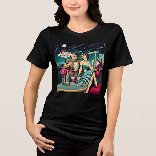 Space Age Las Vegas Martini Party Tri-Blend Shirt (Voorkant)