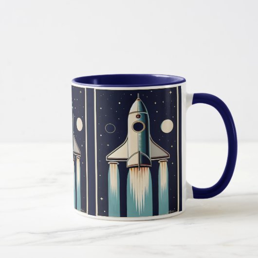 Space Age Retro 50s Rocket Ship Mok (Rechts)