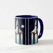 Space Age Retro 50s Rocket Ship Mok (Voorkant rechts)