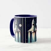 Space Age Retro 50s Rocket Ship Mok (Voorkant links)