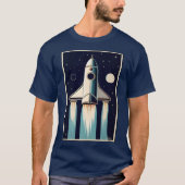 Space Age Retro 50s Rocket Ship T-shirt (Voorkant)