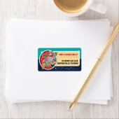 Space Age Santa Christmas Kaart Adresetiketten Etiket (Insitu)