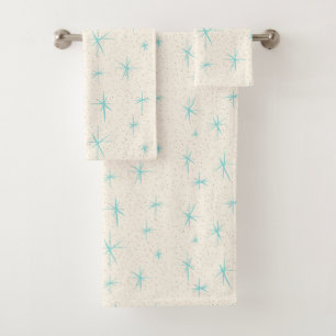 Space Age Turquoise Starburst Towel Set Bad Handdoek