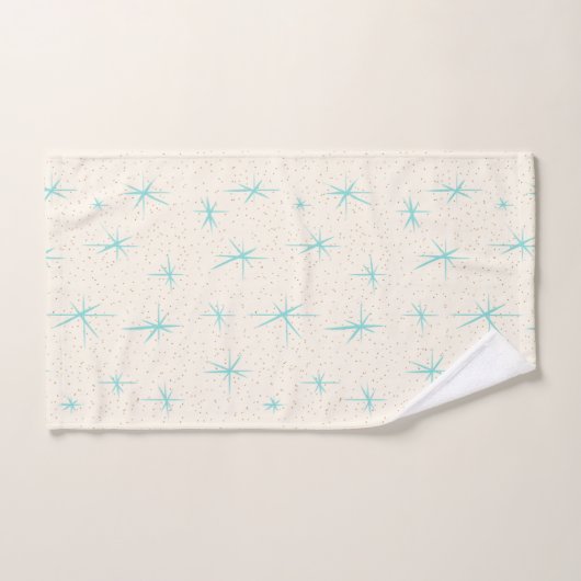 Space Age Turquoise Starburst Towel Set Bad Handdoek (Handdoek)