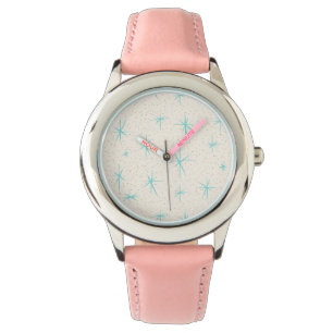 Space Age Turquoise Starbursts Kind Watch Horloge