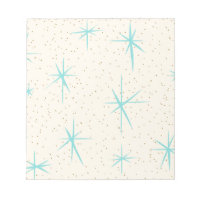 Space Age Turquoise Starbursts Notepad