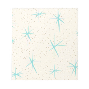 Space Age Turquoise Starbursts Notepad Notitieblok