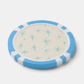 Space Age Turquoise Starbursts Poker Chip (Enkel)