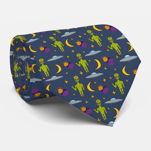 Space Aiens and Flying Saucers Sci-Fi Thed Stropdas (Opgerold)