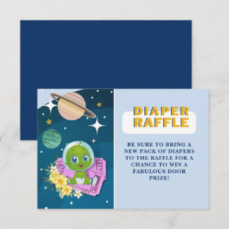 Space Alien Baby shower Luier Raffle Informatiekaartje
