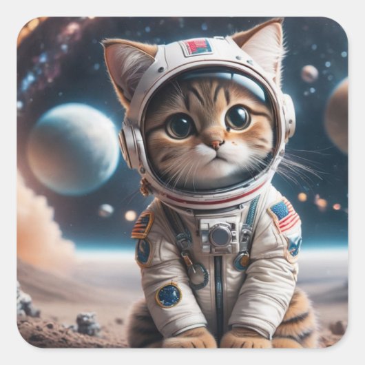 Space Alien Cat Astronaut Sticker (Voorkant)