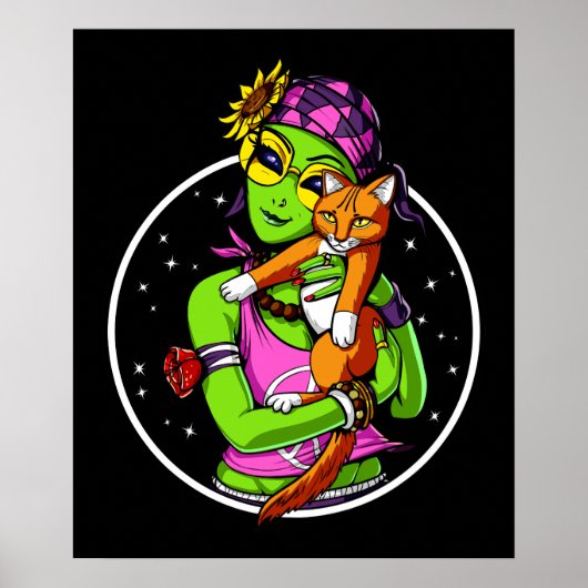 Space Alien Cat Cute Kitten Poster (Voorkant)