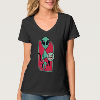 Space Alien Cute Cat  For Cat  Girls Boys T-shirt