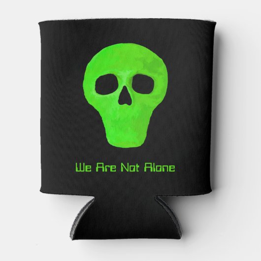 Space Alien Face Neon Green Black UFO Blikjeskoeler (Voorkant)