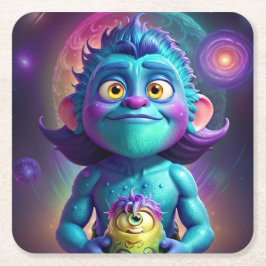 Space Alien & Friend Vierkante Kartonnen Onderzetter