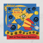 Space Alien Gepersonaliseerd Birthday-uitnodiginge Kaart (Voorkant / Achterkant)