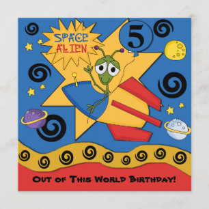 Space Alien Gepersonaliseerd Birthday-uitnodiginge Kaart