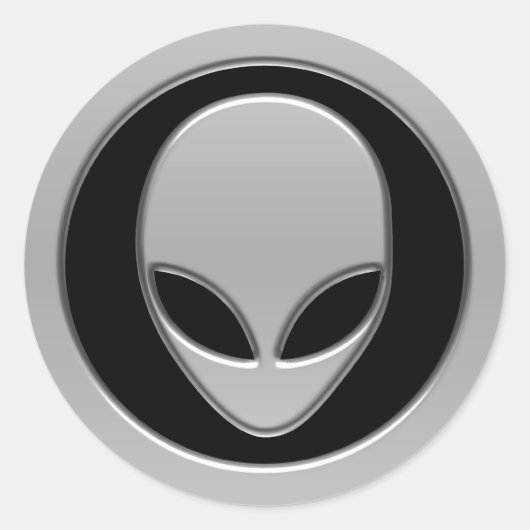 Space Alien Head Ronde Sticker (Voorkant)