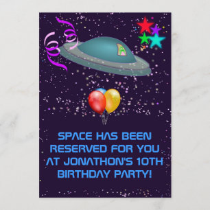 Space Alien Kids Birthday Party Kaart