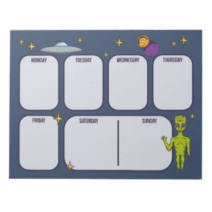 Space Alien met Flying Saucer Planner Pad Notitieblok