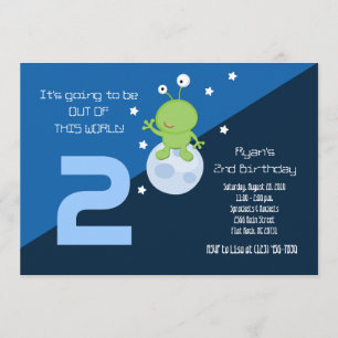 Space Alien Outerspace 5x7 uitnodiging op zaterdag