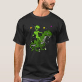 Space Alien Riding Rex Dinosaur Science Fiction Ki T-shirt (Voorkant)
