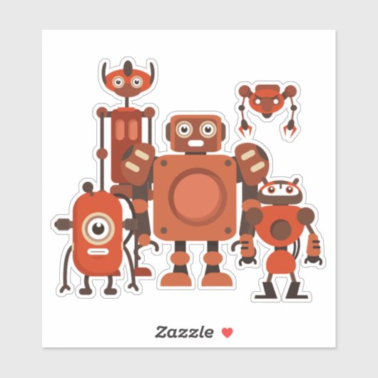 Space Alien Robots Vinyl Sticker (Vel)