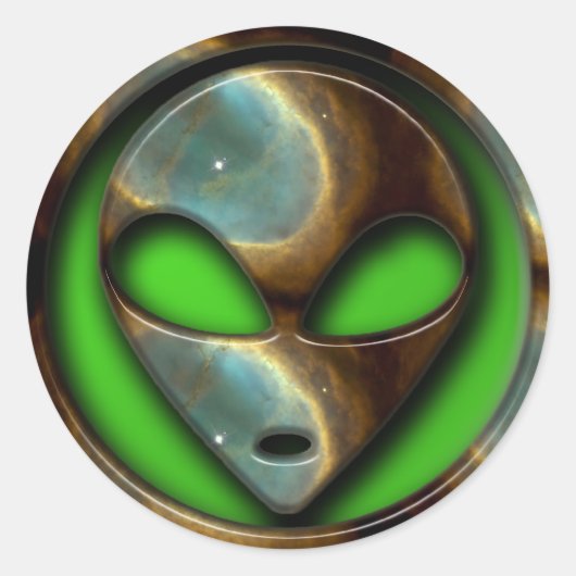 SPACE ALIEN RONDE STICKER (Voorkant)