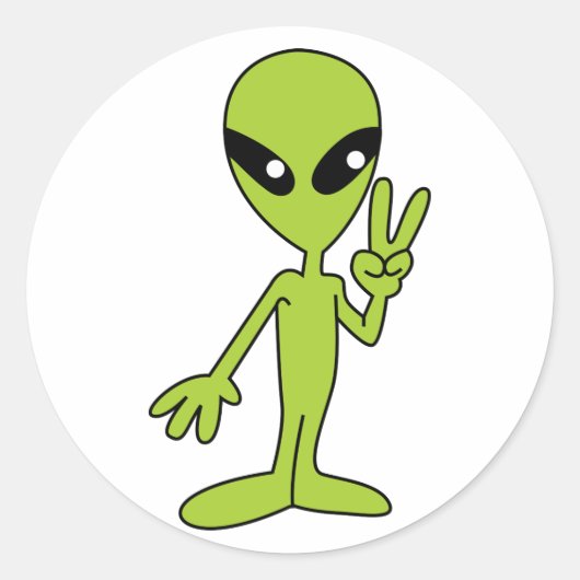 Space Alien Ronde Sticker (Voorkant)